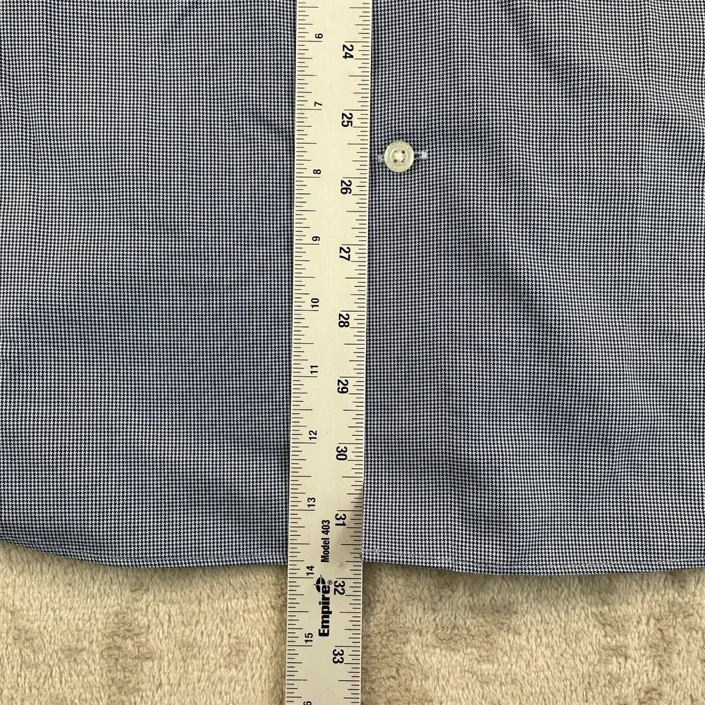 Banana Republic Shirt Men Large Blue‎ Mini Houndstooth Slim Fit Non Iron NWOT
